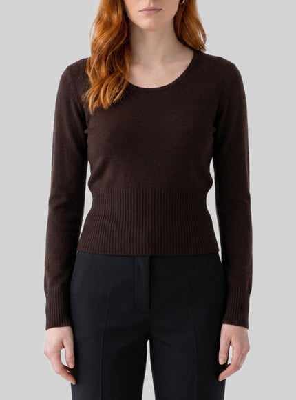 Max Mara Dark Brown Crewneck Vetta Top Brown