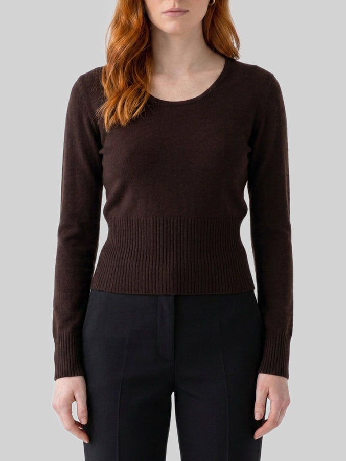 Max Mara Dark Brown Crewneck Vetta Top Brown