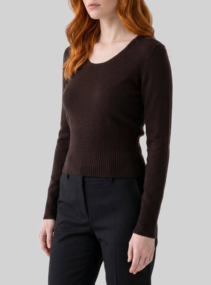 Max Mara Dark Brown Crewneck Vetta Top