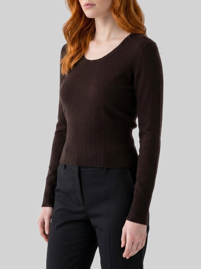 Max Mara Dark Brown Crewneck Vetta Top