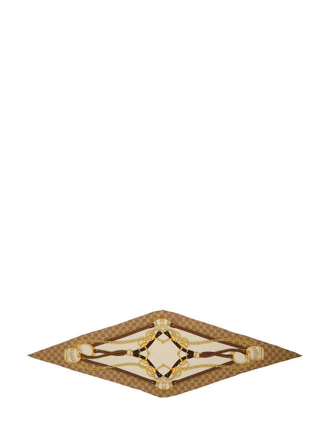 Gucci Printed Silk Twill Diamond Scarf QT Beige