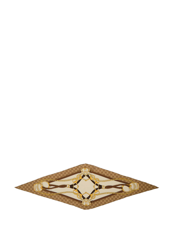 Gucci Printed Silk Twill Diamond Scarf QT Beige