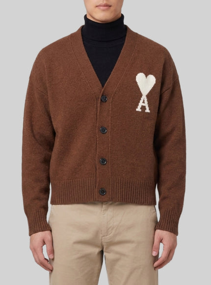 Ami Paris Ami De Coeur Cardigan Brown