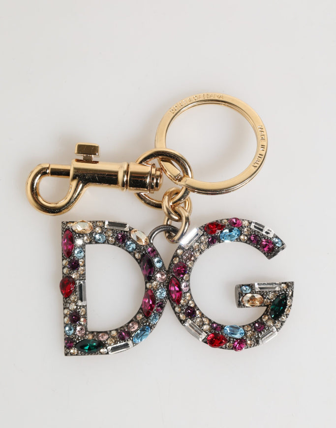 Dolce & Gabbana Crystal DG Logo Gold Keychain