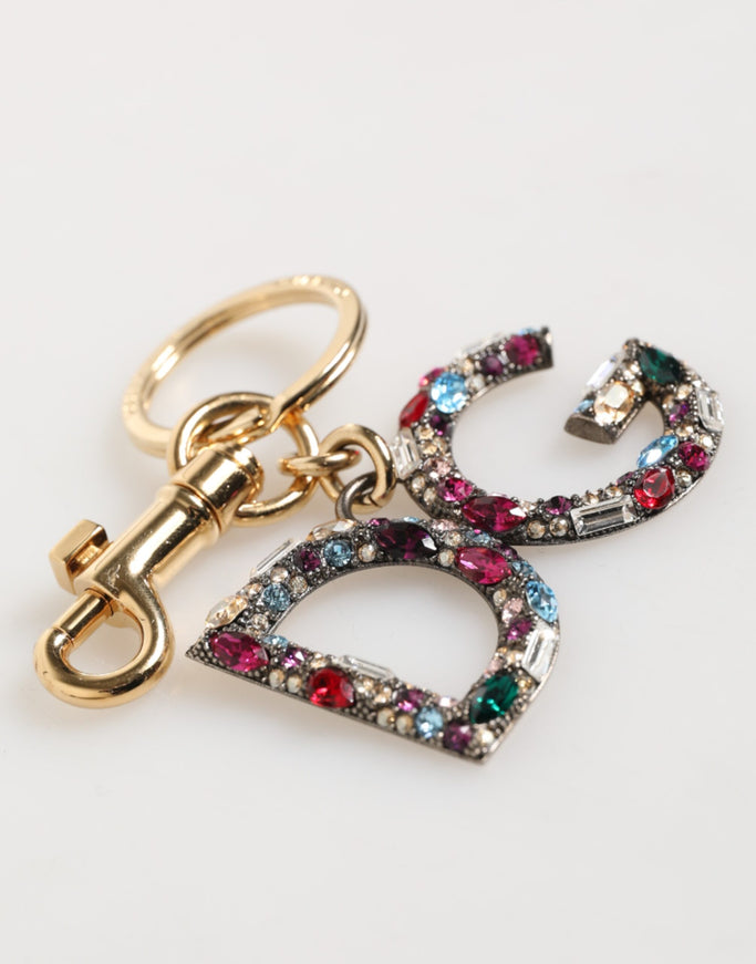 Dolce & Gabbana Crystal DG Logo Gold Keychain