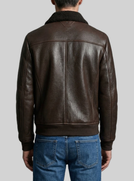 Salvatore Santoro Dark Brown Leather Shearling Bomber Jacket