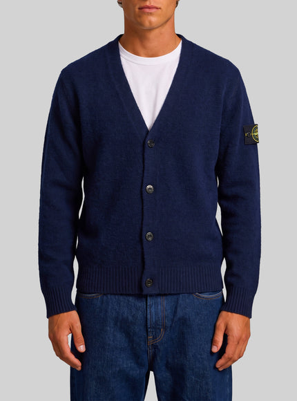 Stone Island Navy Alpaca Cardigan Blue