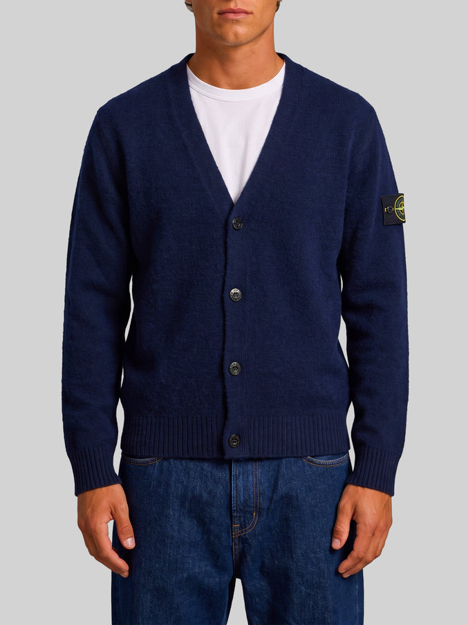 Stone Island Navy Alpaca Cardigan Blue