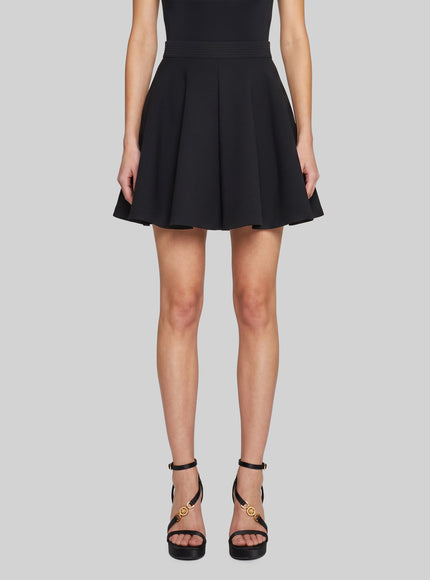 Versace Black Natté Wool Miniskirt Black