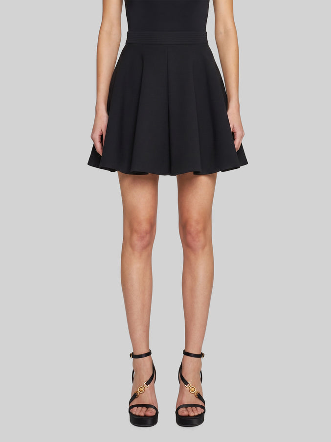 Versace Black Natté Wool Miniskirt Black