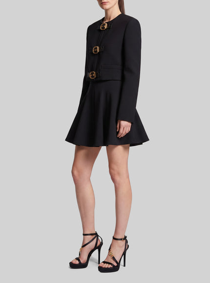 Versace Black Natté Wool Miniskirt