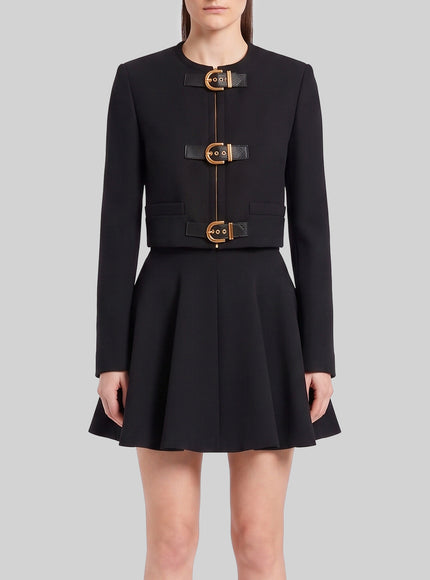 Versace Crop Natté Wool Jacket Black