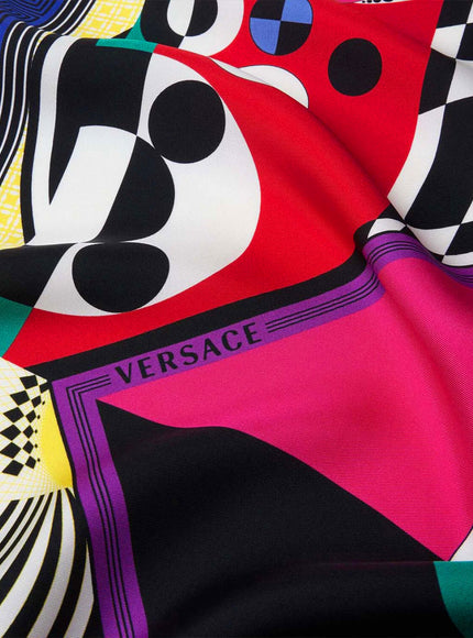 Versace Printed Silk Twill Pleated Miniskirt