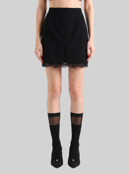 Dolce & Gabbana Mini Skirt In Wool Double Crêpe Black