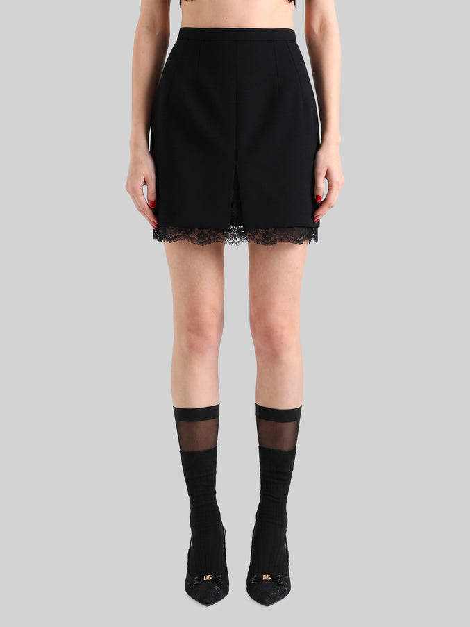 Dolce & Gabbana Mini Skirt In Wool Double Crêpe Black
