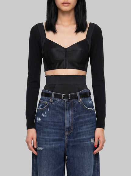 Dolce & Gabbana Top Bustier In Satin Black