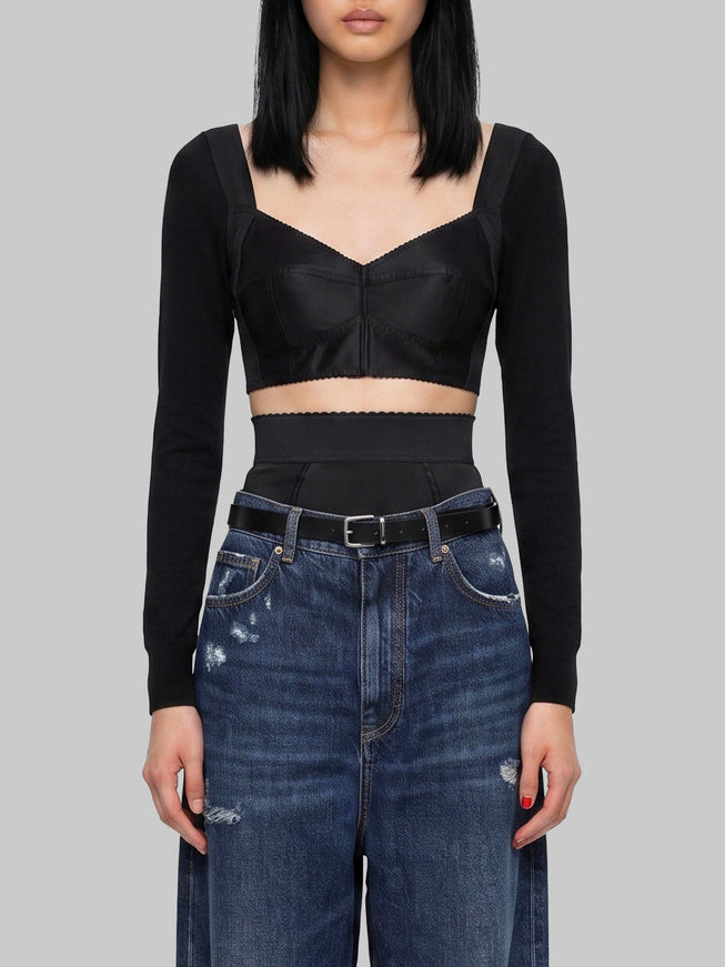 Dolce & Gabbana Top Bustier In Satin Black
