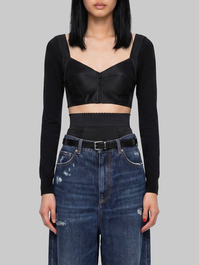 Dolce & Gabbana Top Bustier In Satin Black