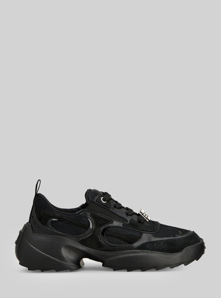 Roger Vivier Viv' On The Run Sneakers In Leather And Fabric Black