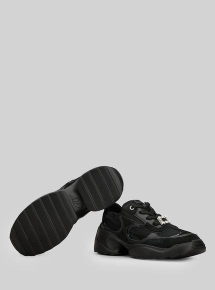 Roger Vivier Viv' On The Run Sneakers In Leather And Fabric