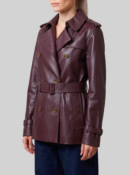 Burberry Short Kensington Leather Trench Coat