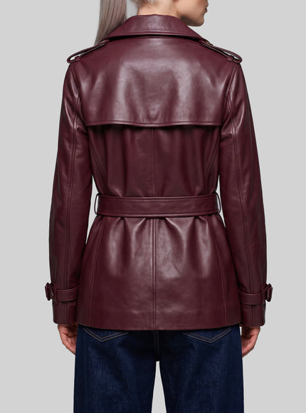 Burberry Short Kensington Leather Trench Coat