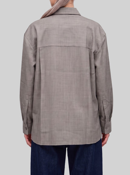 The Frankie Shop Oana Shirt In Light Taupe Melange