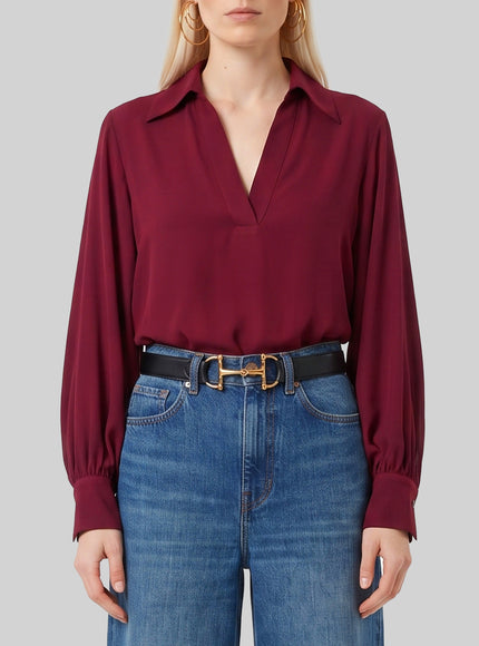 Sutton New York Burgundy Double Georgette Blouse Bordeaux