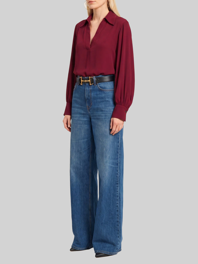 Sutton New York Burgundy Double Georgette Blouse