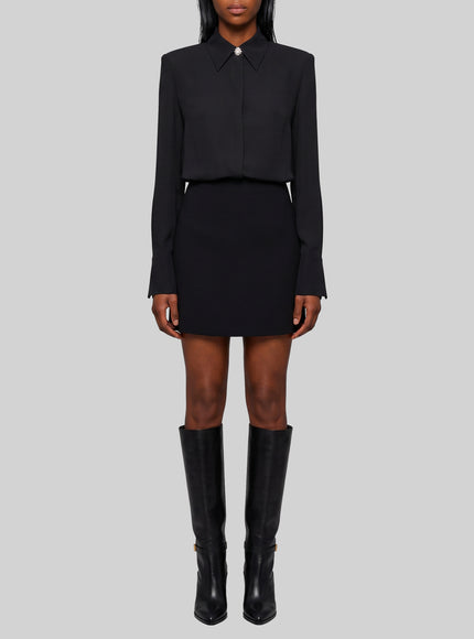 Sutton New York Double Georgette Shirt Dress Black