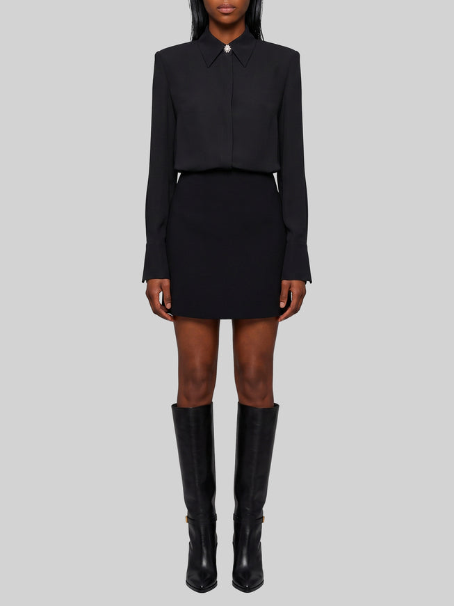 Sutton New York Double Georgette Shirt Dress Black