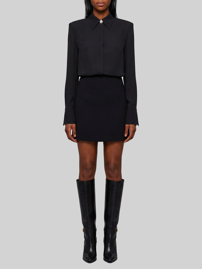 Sutton New York Double Georgette Shirt Dress Black