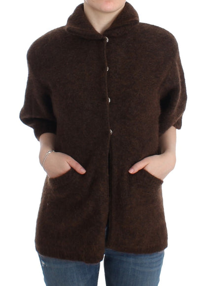 Cavalli brown cardigan with pockets front view