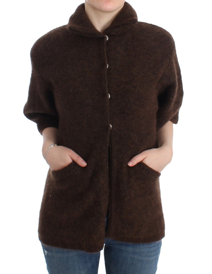 Cavalli brown cardigan with pockets front view