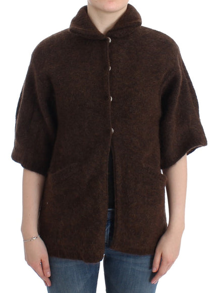 Cavalli short sleeved brown cardigan front view