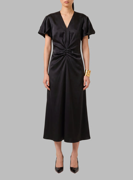 Sutton New York Midi Dress With Draping Black