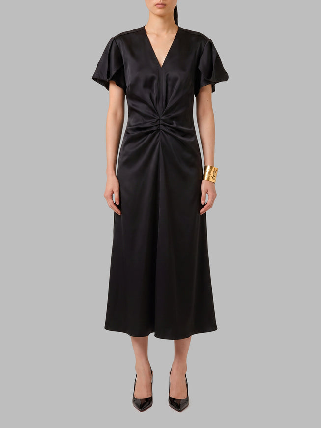 Sutton New York Midi Dress With Draping Black
