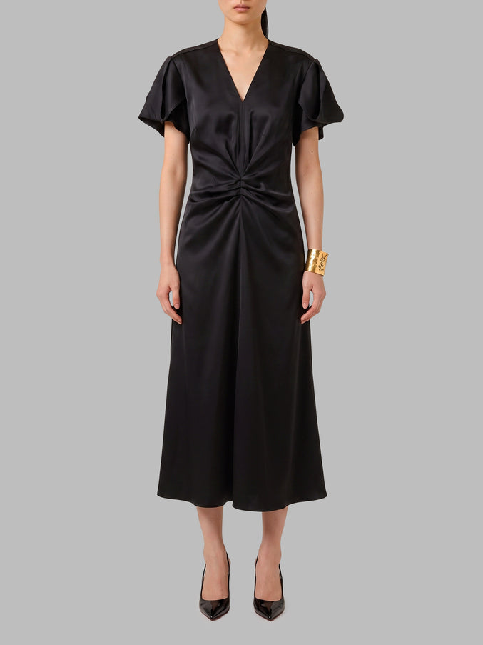 Sutton New York Midi Dress With Draping Black