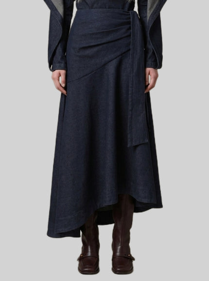 Zimmermann Maxi Denim Skirt With Draping Blue