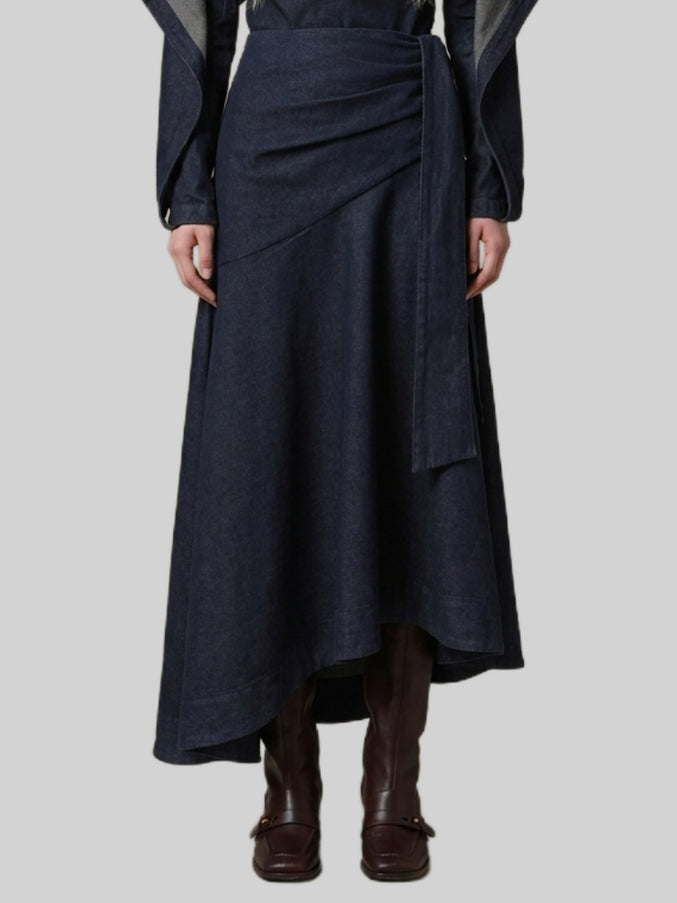 Zimmermann Maxi Denim Skirt With Draping Blue