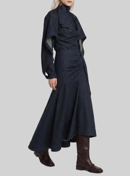 Zimmermann Maxi Denim Skirt With Draping