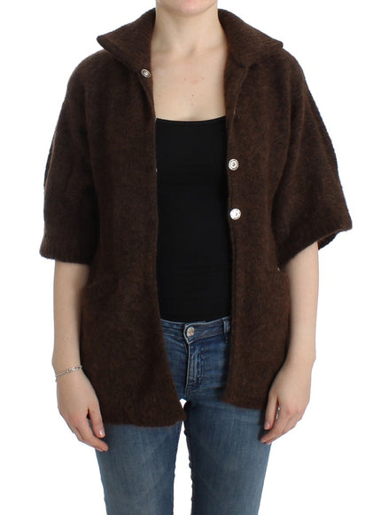 Cavalli brown cardigan open front view