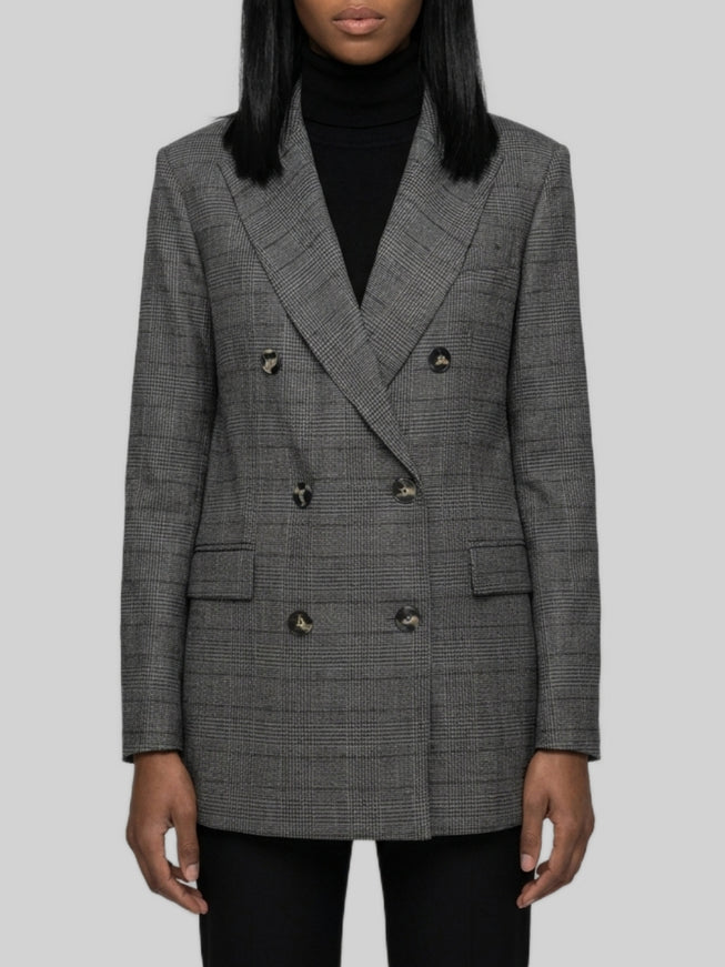 Sutton New York Double-breasted Prince Of Wales Check Jacket Grey