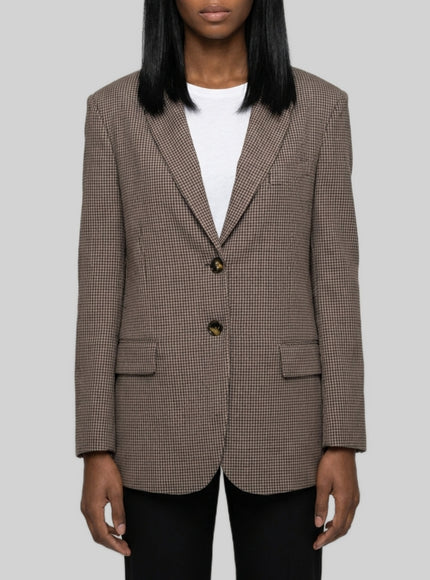 Sutton New York Single-breasted Micro-check Jacket Brown