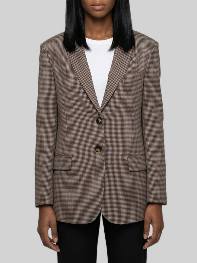 Sutton New York Single-breasted Micro-check Jacket Brown