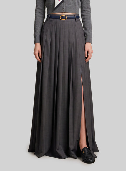 Sutton New York Anthracite Maxi Pleated Skirt Grey