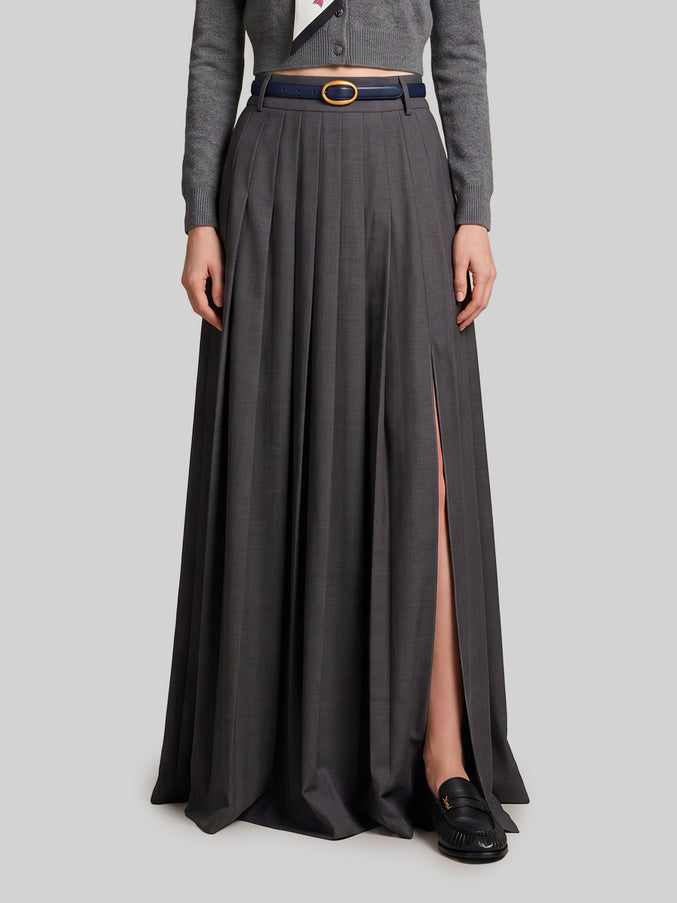Sutton New York Anthracite Maxi Pleated Skirt Grey