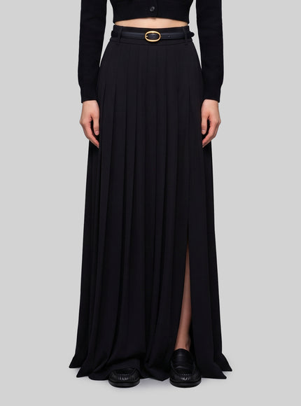 Sutton New York Black Maxi Pleated Skirt Black