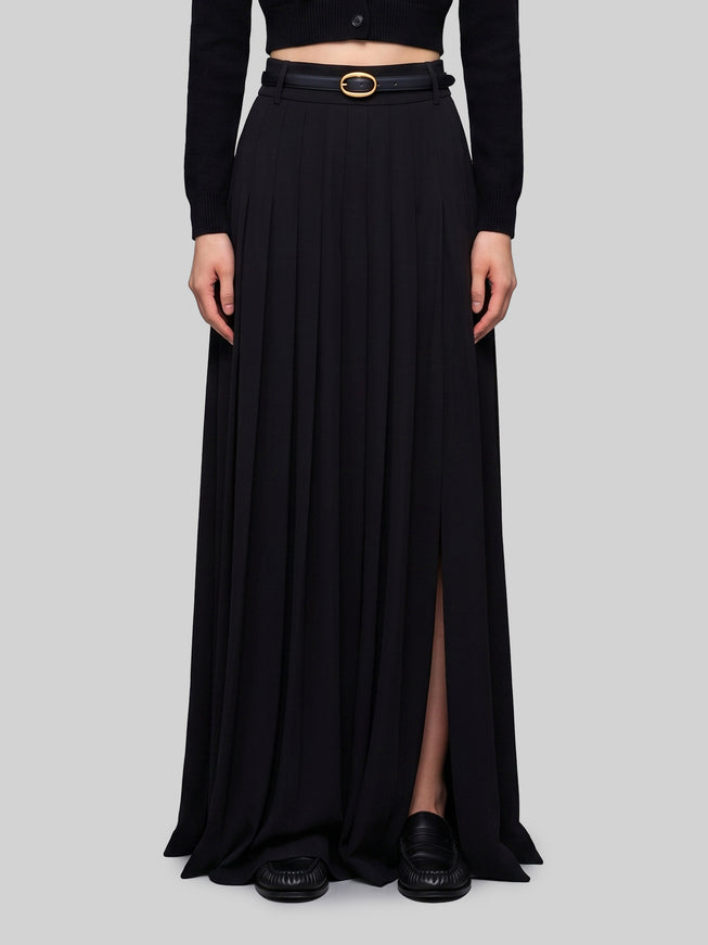 Sutton New York Black Maxi Pleated Skirt Black