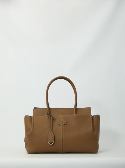 Tod's Hammered Leather Medium Tote Bag QT Brown